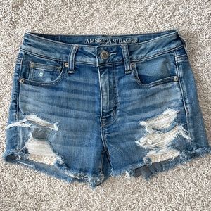 American Eagle Hi Rise Shortie Denim Shorts